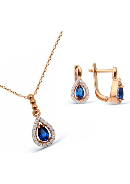 Zirkon Taşlı Rose Gümüş Set S014102