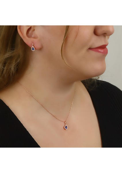 Zirkon Taşlı Rose Gümüş Set S014102 fiyatları
