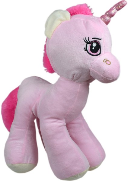 Sevimli Unicorn At Boynuzlu Peluş 45 cm Pembe Açık