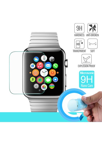 Apple Watch Uyumlu Series 3 42mm Nano Cam Ekran koruyucu Kırılmaz film