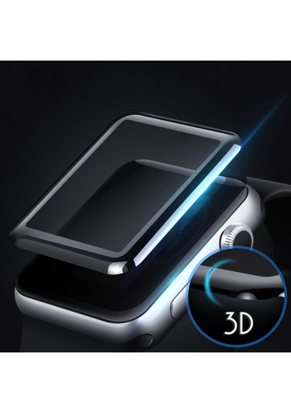 Apple Watch Uyumlu Series 3 42mm 3D Kavisli Temperli Cam Full Ekran koruyucu Kırılmaz Film Siyah fiyatları