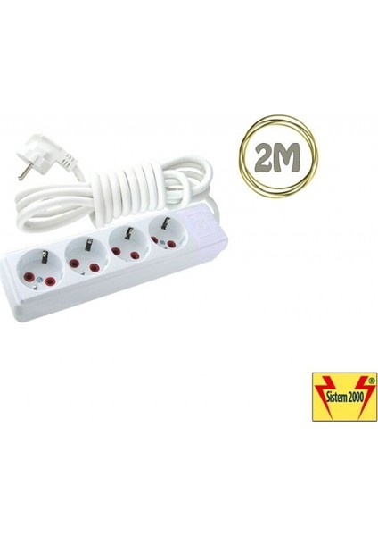 Sistem 2000 4 Lü 2 Metre Çoklu Priz