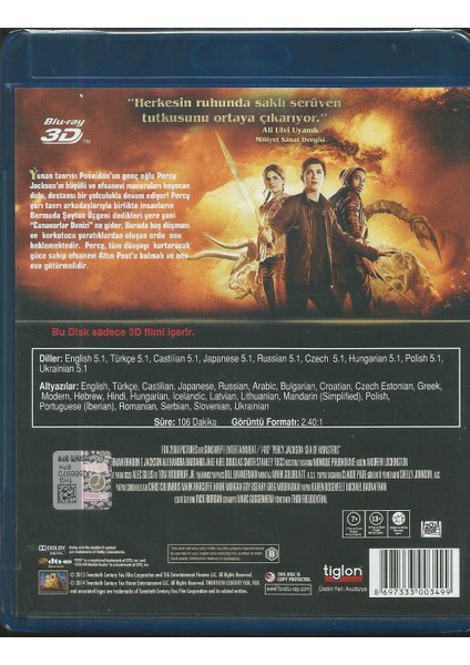 Percy Jackson: Canavarlar Denizi (Percy Jackson Sea Of Monsters) 3D Blu-Ray