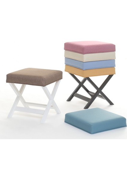 Evka Ahşap Bench Puf Light - Koyu Yeşil