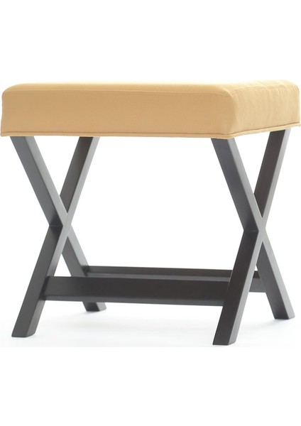 Evka Ahşap Bench Puf Dark - Sarı