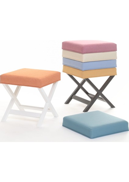 Evka Ahşap Bench Puf Dark - Sarı