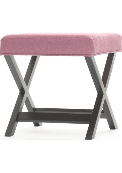 Evka Ahşap Bench Puf Dark - Pembe