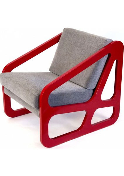 Evka Ahşap Spongy Tekli Koltuk Kırmızı