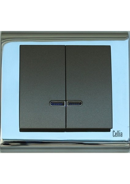 Cellia Işıklı Komütatör Yeşil Kapak Krom Çerçeve