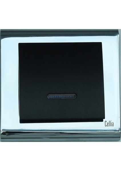 Cellia Işıklı Anahtar Siyah Kapak Krom Çerçeve