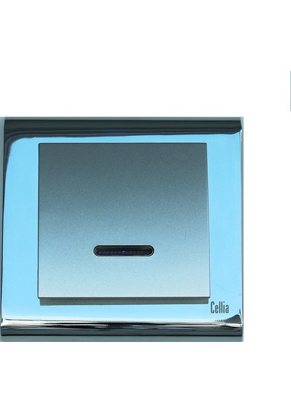 Cellia Işıklı Anahtar Gümüş Kapak Krom Çerçeve