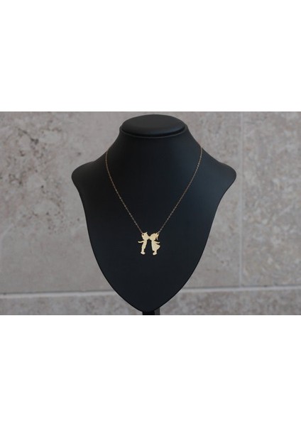 Öpüşen Kız Oğlan Gümüş Kaplama Kolye