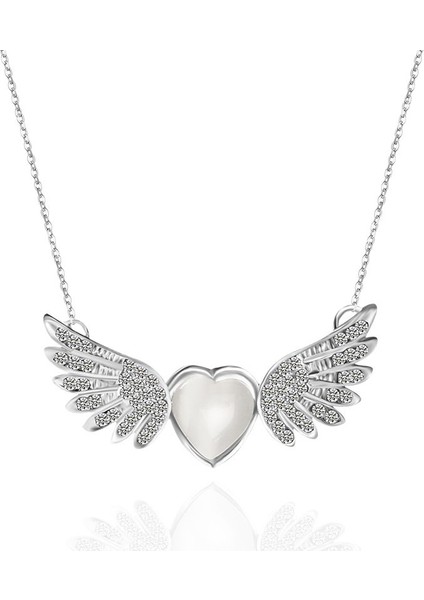 Gümüş Kaplama Kristal Kanatlı Chokers Kolye