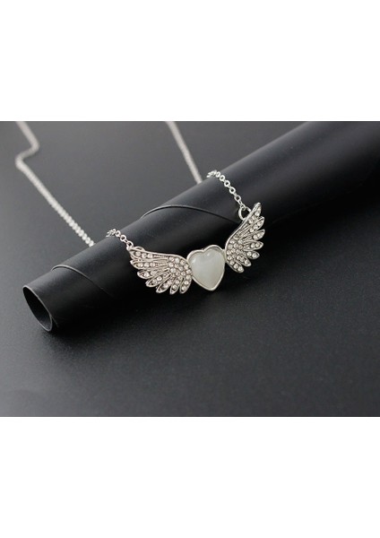 Gümüş Kaplama Kristal Kanatlı Chokers Kolye fiyatları