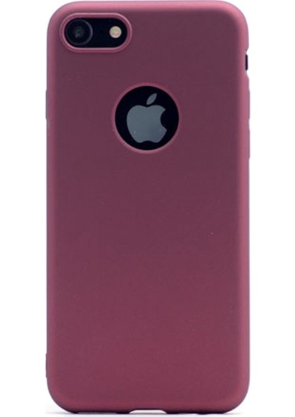 Apple iPhone 8 Kılıf Premier Silikon Kılıf Bordo + Cam