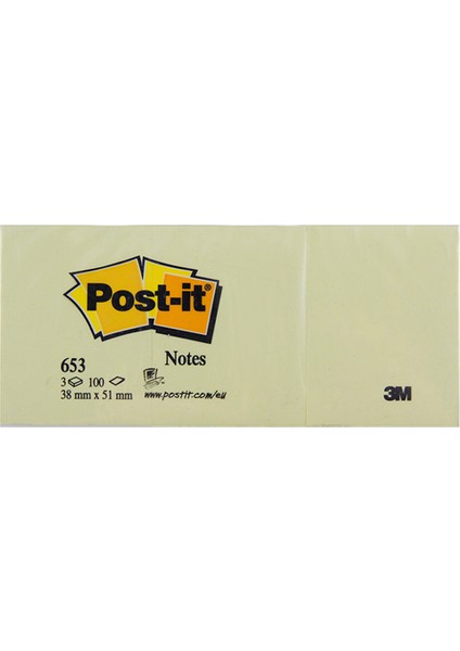 3M Post-It Not Kağıdı 38 x 51 mm Sarı 3x100 Yaprak (653)