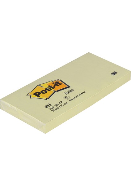 3M Post-It Not Kağıdı 38 x 51 mm Sarı 3x100 Yaprak (653)