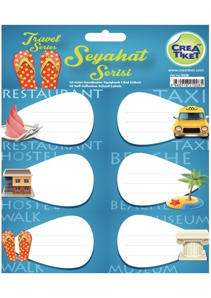 CreaTiket 1008 Seyahat Serisi Okul Etiketi