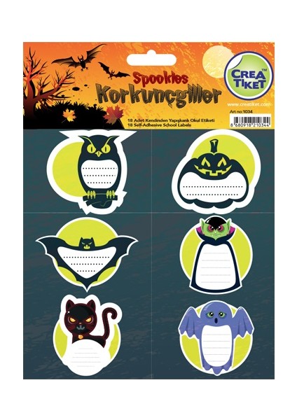 CreaTiket 1034 Korkunçgiller Serisi Okul Etiketi