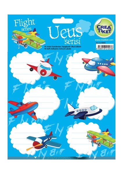 CreaTiket 1043 Uçuş Serisi Okul Etiketi