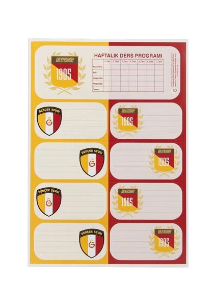 Galatasaray Ders Programlı Okul Etiketi 3'lü