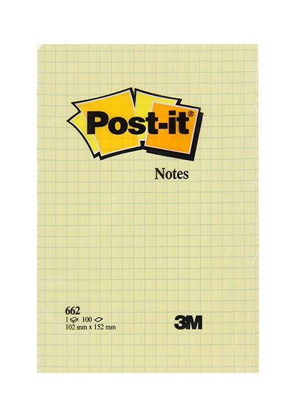 3M Post-It Not Kağıdı 102 x 152 mm Kanarya Sarısı 100 Yaprak (662)