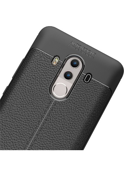 Huawei Mate 10 Pro Kılıf Rugan Armor Deri Görünümlü Yüksek Kalite Silikon Niss Siyah