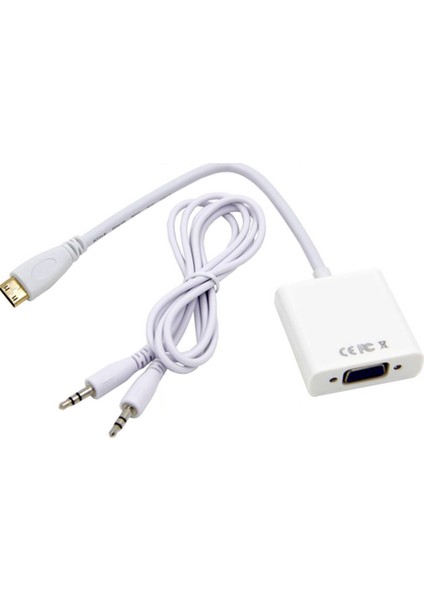 4307 Mini Hdmi To Vga Ses Destekli Çevirici Dönüştürücü Adaptör