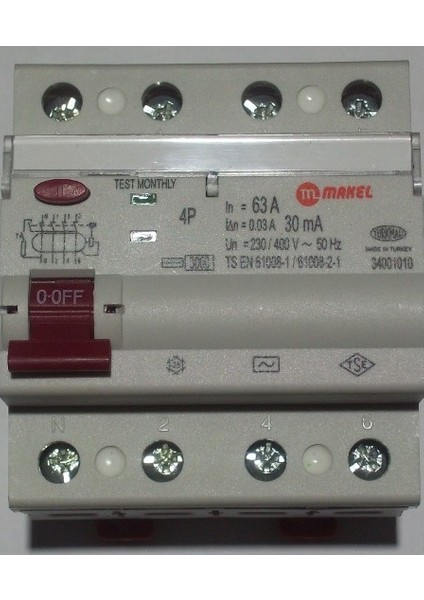 4X63A 30Ma Kaçak Akım Koruma Şalteri