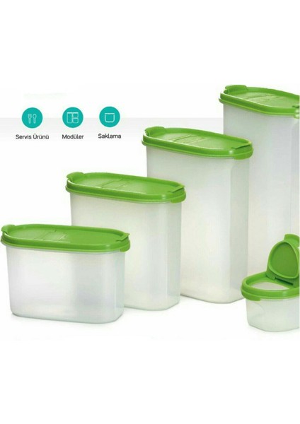 Oval Set 5'li Yeşil (Kurubakliyat Saklama Seti) Hasgül