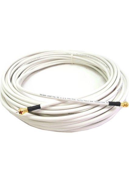 25 mt RG6U6 Bakır Anten Kablosu Hazır Gold F Konnektörlü
