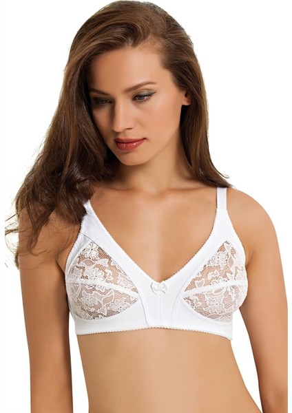 352 Büyük Beden Dantel Minimizer Sütyen Beyaz