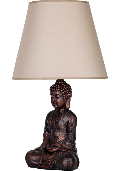 Modern Dizayn Buda Abajur Bakır Bej