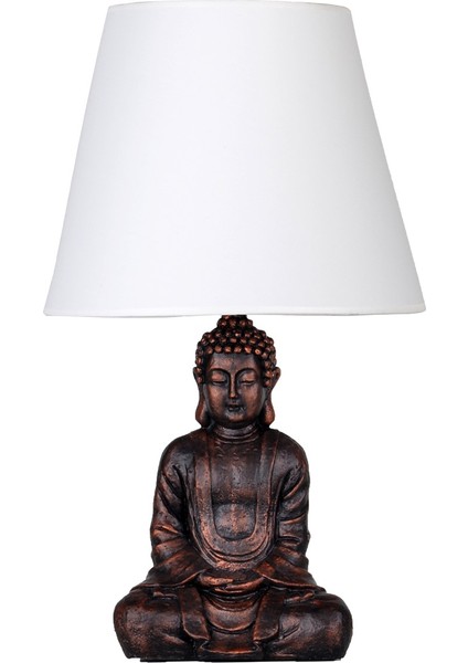 Modern Dizayn Buda Abajur Bakır Beyaz