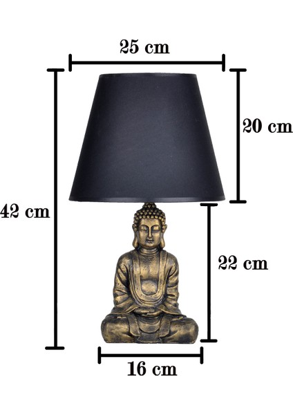 Modern Dizayn Buda Abajur Bakır Gri