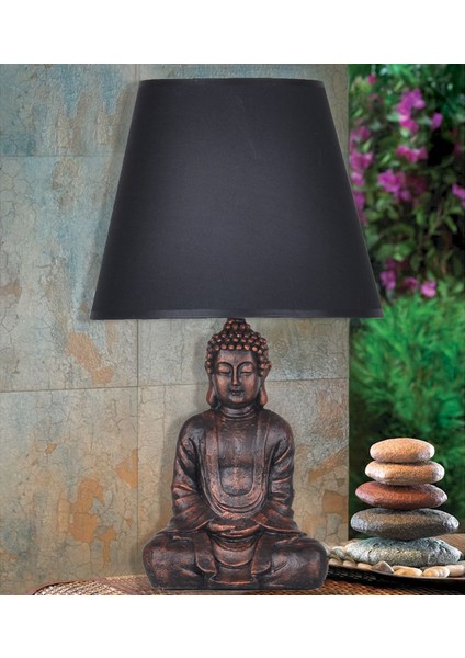 Modern Dizayn Buda Abajur Bakır Gri
