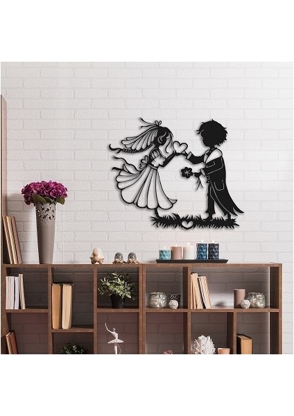 Lovers with Flowers Metal Duvar Dekoru