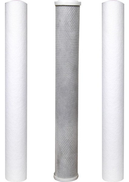 Su Arıtma 20 inç 5 Micron Tortu + B. Aktif Karbon + Tortu Filtre