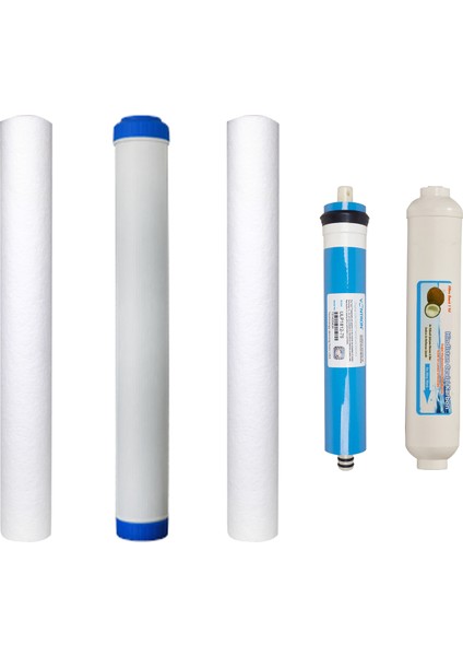 Su Arıtma 20 inç Filtre Takımı + Membran ve Tatlandırıcı Filtre