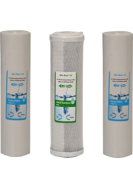 Su Arıtma 5 ve 1 Micron Tortu ve Blok Aktif Karbon Filtre
