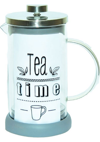 French Press Bitki Çayı Demliği Gri 600 ml