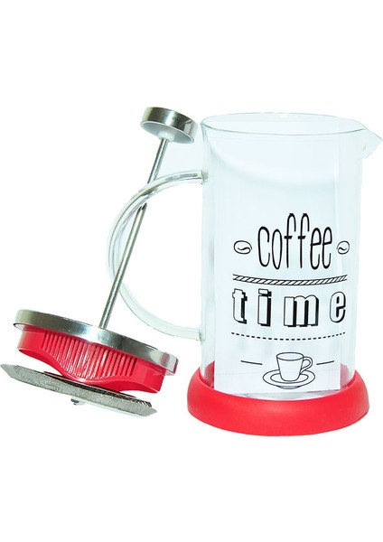 French Press Bitki Çayı Demliği Kırmızı 600 ml