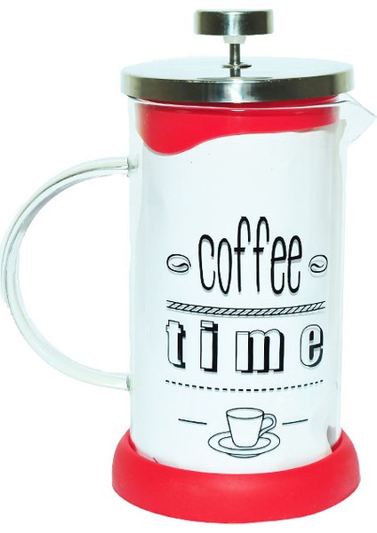 French Press Bitki Çayı Demliği Kırmızı 600 ml