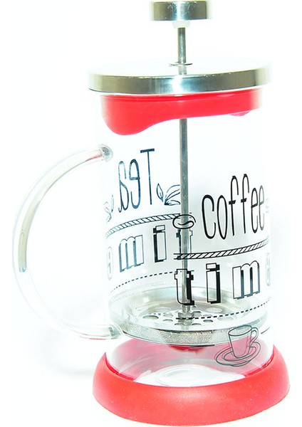 French Press Bitki Çayı Demliği Kırmızı 600 ml