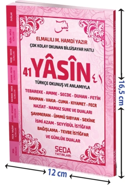 Yasin Arapça Türkçe Okunuş Ve Anlamıyla (Pembe Kapak-Fihristli-Çanta Boy-Kod:188) - Elmalılı Muhammed Hamdi Yazır