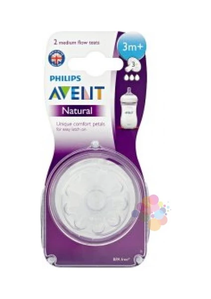 Philips Avent Scf653/27 Natural  Biberon Emziği İkili -Orta Akış -3M+)