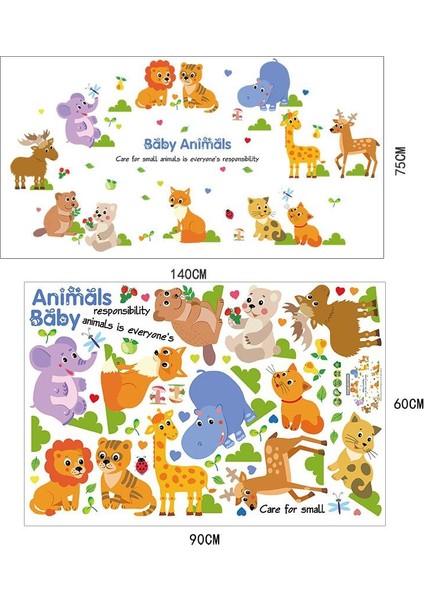 Bebek ve Çocuk Odası Yavru Hayvanlar Baby Animals PVC Duvar Sticker