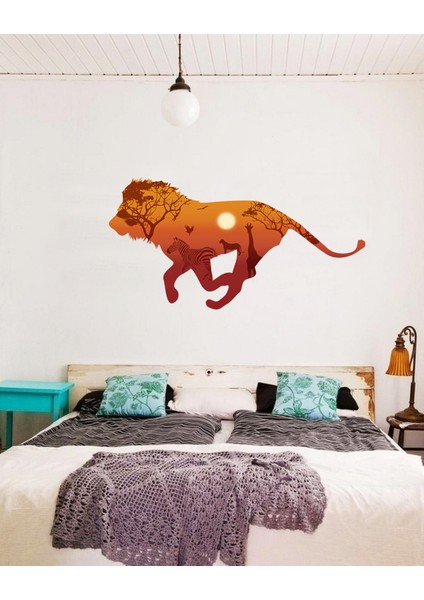 Ormanlar Kralı Aslan Şekilli Afrika Dekoru PVC Duvar Sticker fiyatları