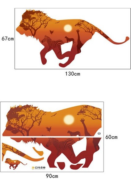 Ormanlar Kralı Aslan Şekilli Afrika Dekoru PVC Duvar Sticker indirimleri