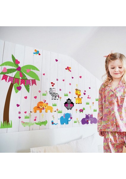 Sevimli Çift Hayvanlar Çocuk ve Bebek Odası XL PVC Duvar Sticker fiyatları